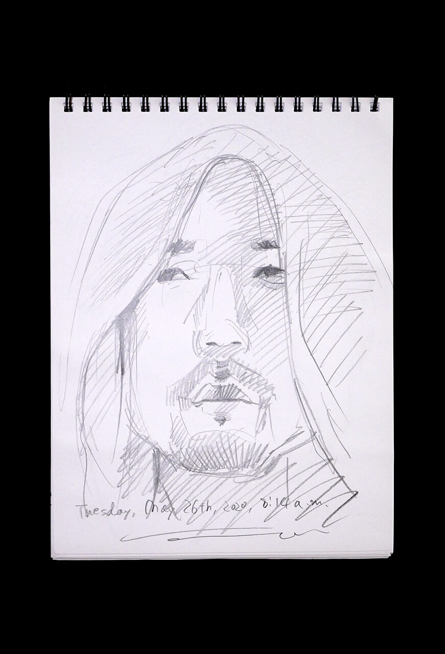Contemporary artist SHINTAKU Tomoni's 2020/5/26 Self-portrait or pencil drawing