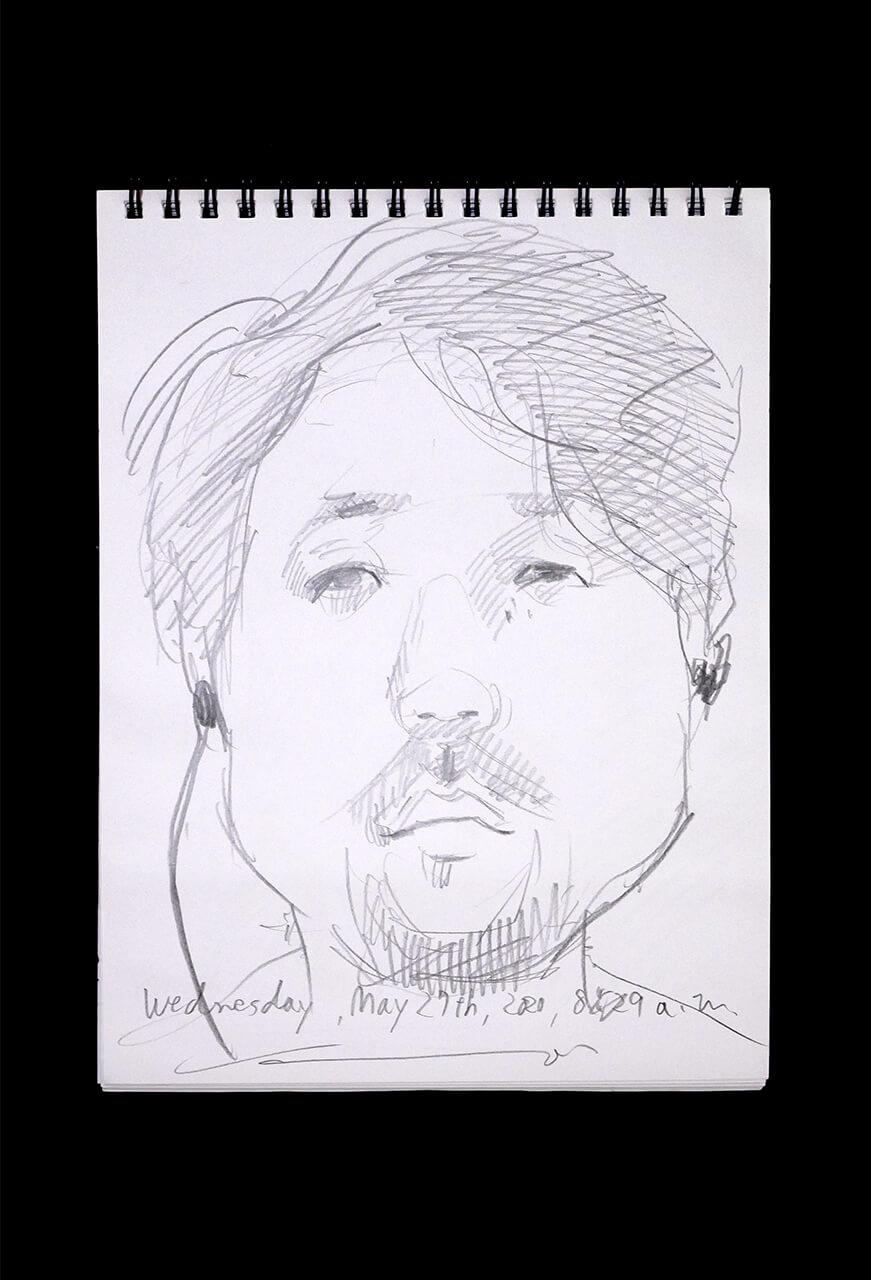 Contemporary artist SHINTAKU Tomoni's 2020/5/27 Self-portrait or pencil drawing