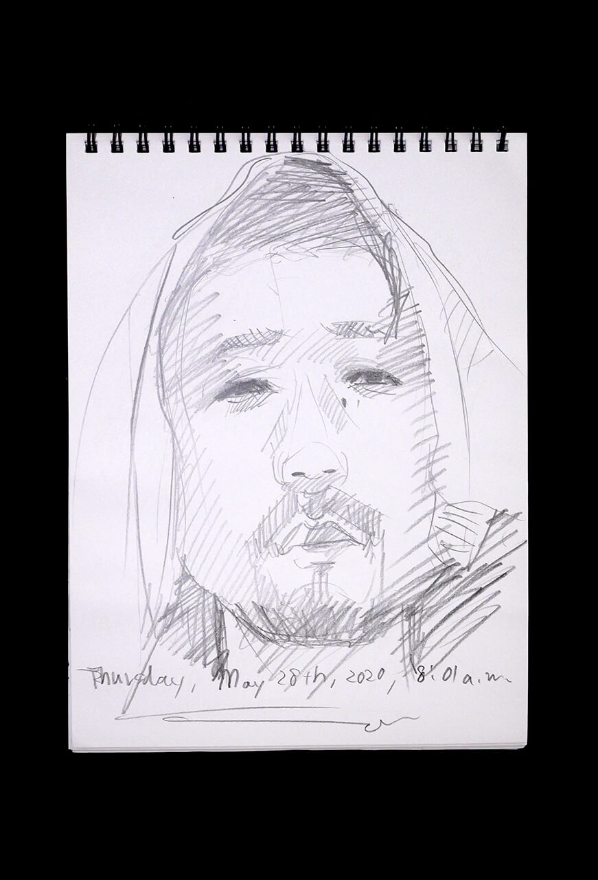 Contemporary artist SHINTAKU Tomoni's 2020/5/28 Self-portrait or pencil drawing
