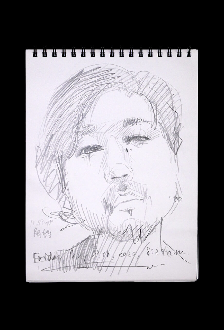 Contemporary artist SHINTAKU Tomoni's 2020/5/29 Self-portrait or pencil drawing