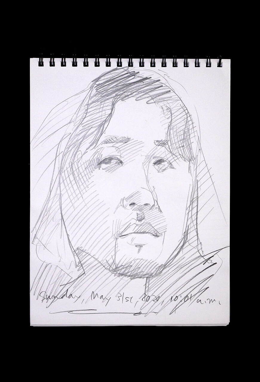 Contemporary artist SHINTAKU Tomoni's 2020/5/31 Self-portrait or pencil drawing