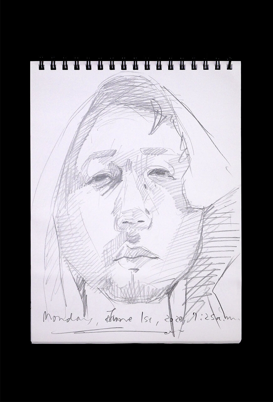 Contemporary artist SHINTAKU Tomoni's 2020/6/1 Self-portrait or pencil drawing