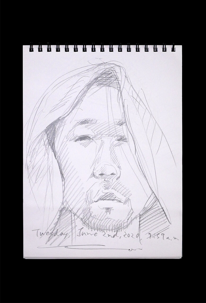Contemporary artist SHINTAKU Tomoni's 2020/6/2 Self-portrait or pencil drawing