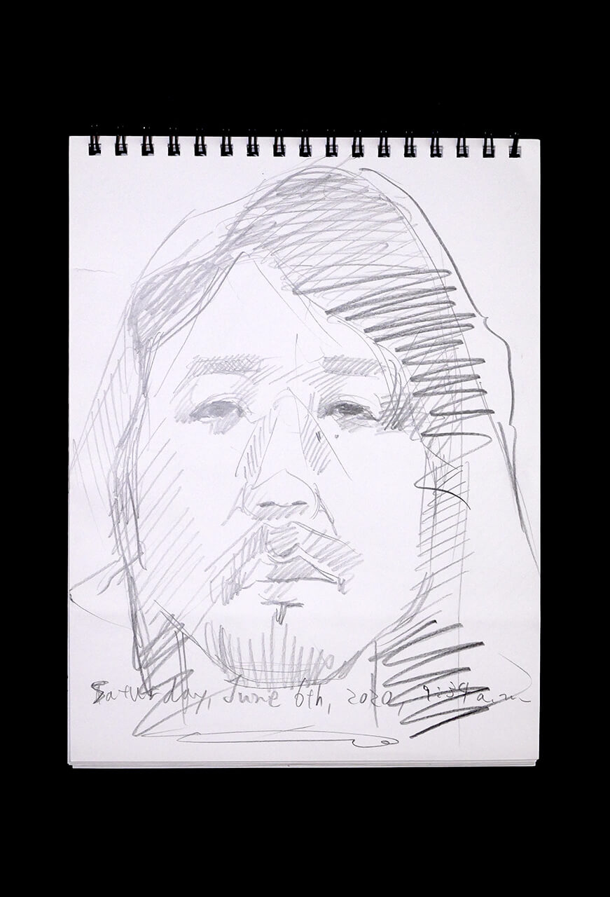 Contemporary artist SHINTAKU Tomoni's 2020/6/6 Self-portrait or pencil drawing