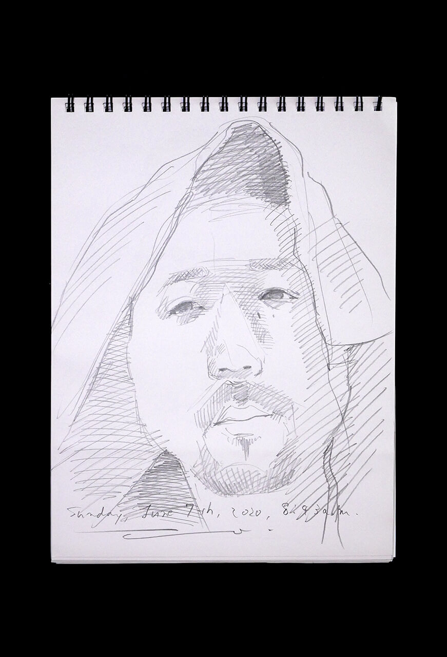 Contemporary artist SHINTAKU Tomoni's 2020/6/7 Self-portrait or pencil drawing