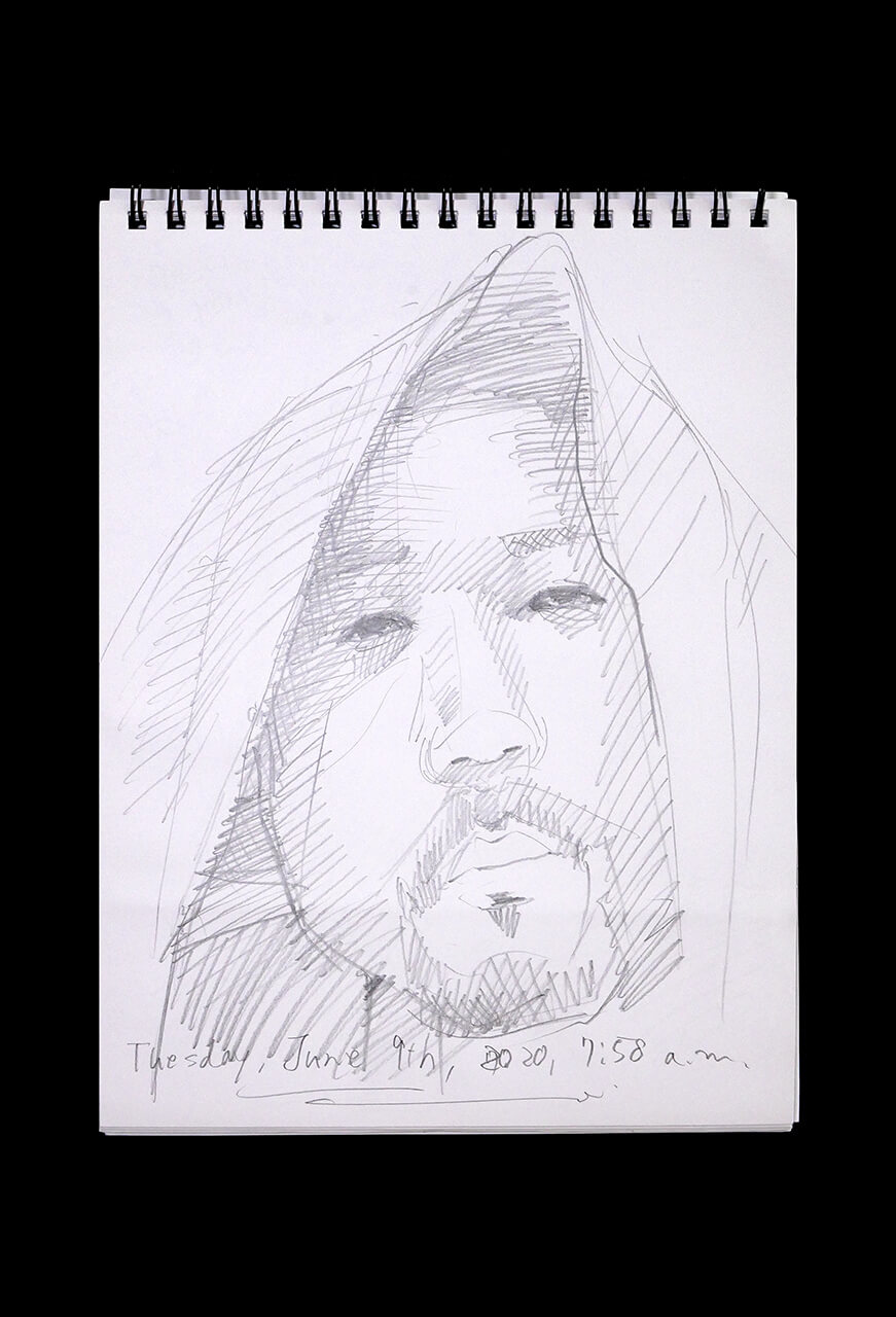 Contemporary artist SHINTAKU Tomoni's 2020/6/9 Self-portrait or pencil drawing