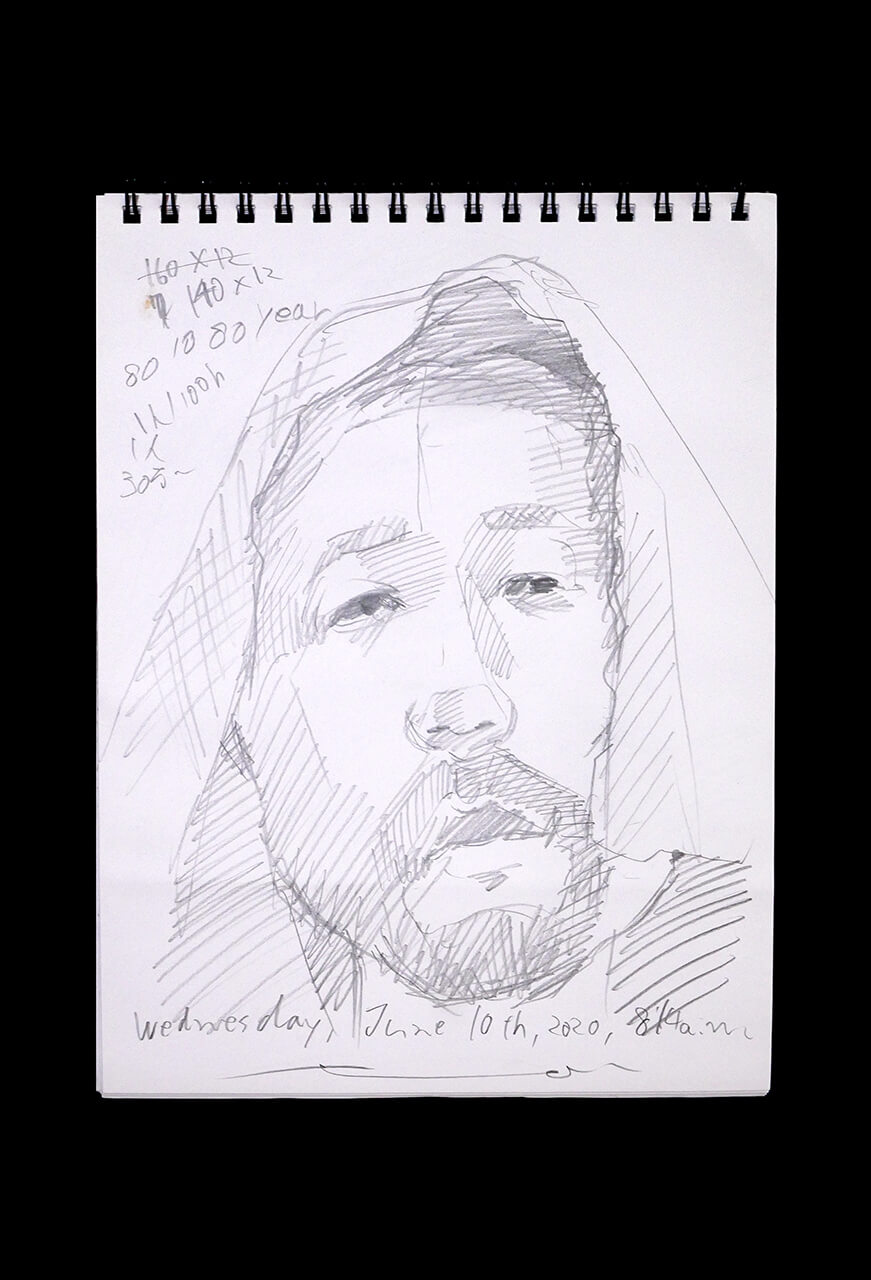 Contemporary artist SHINTAKU Tomoni's 2020/6/10 Self-portrait or pencil drawing