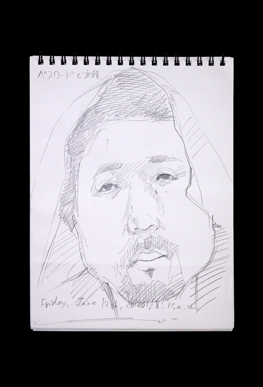 Contemporary artist SHINTAKU Tomoni's 2020/6/12 Self-portrait or pencil drawing