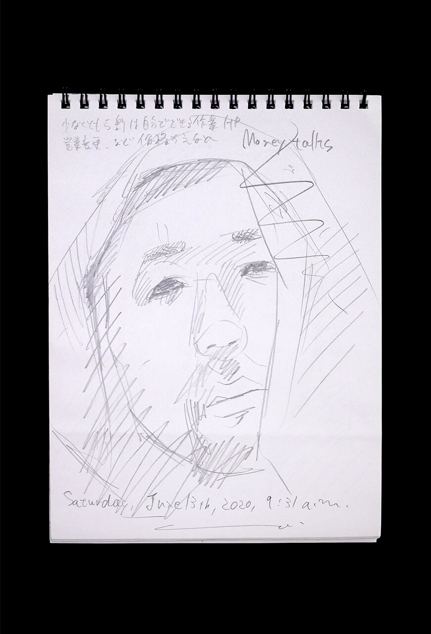 Contemporary artist SHINTAKU Tomoni's 2020/6/13 Self-portrait or pencil drawing