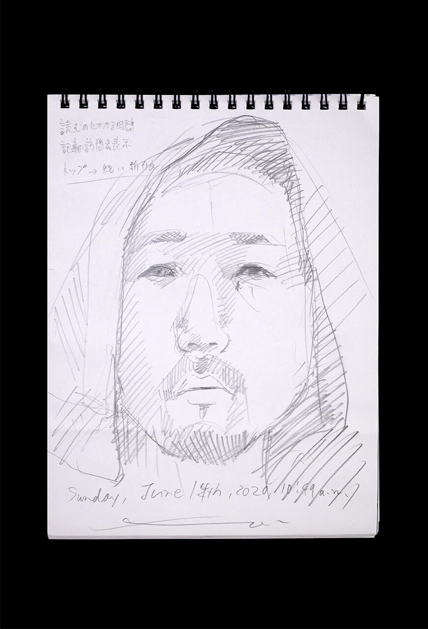 Contemporary artist SHINTAKU Tomoni's 2020/6/14 Self-portrait or pencil drawing