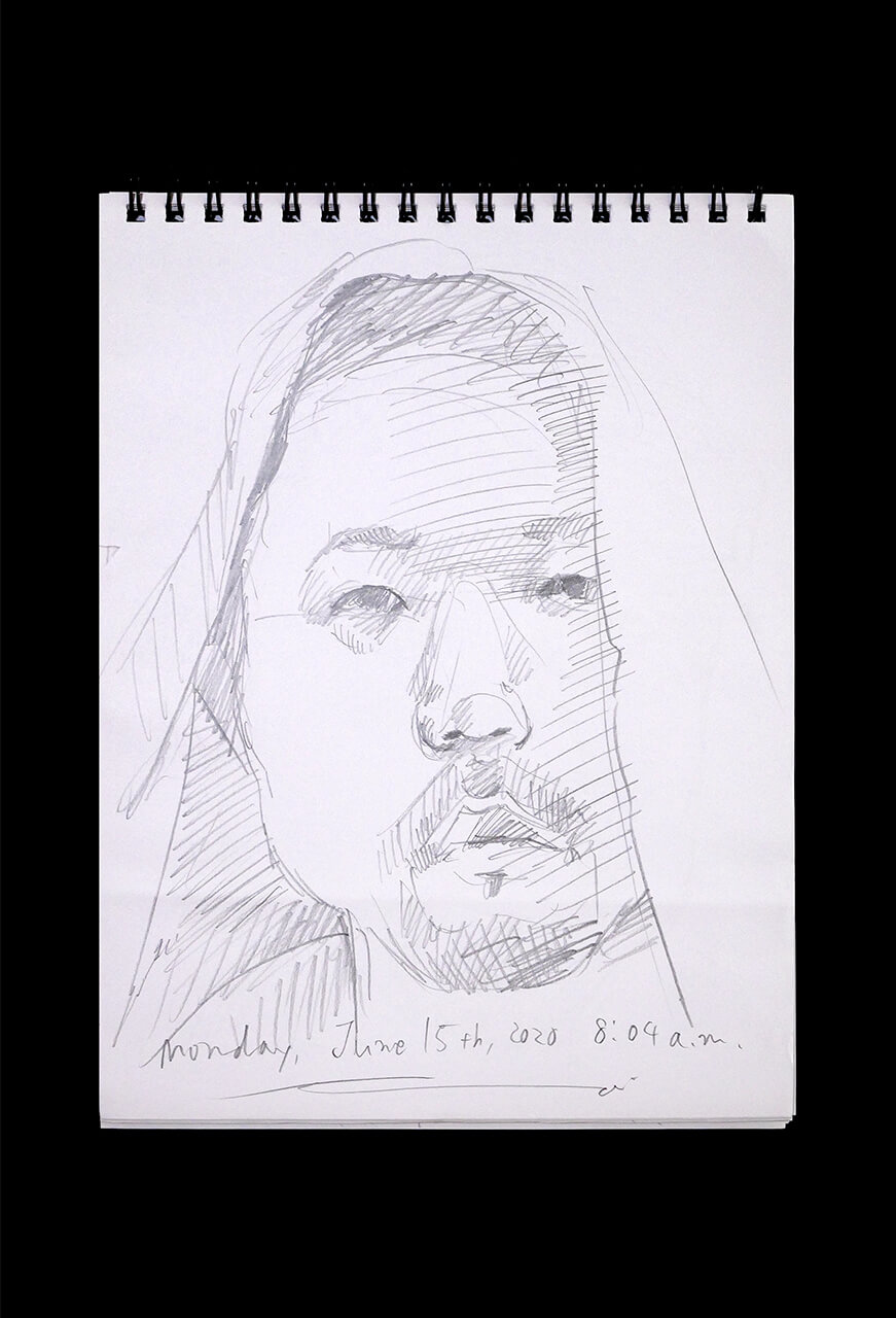 Contemporary artist SHINTAKU Tomoni's 2020/6/15 Self-portrait or pencil drawing