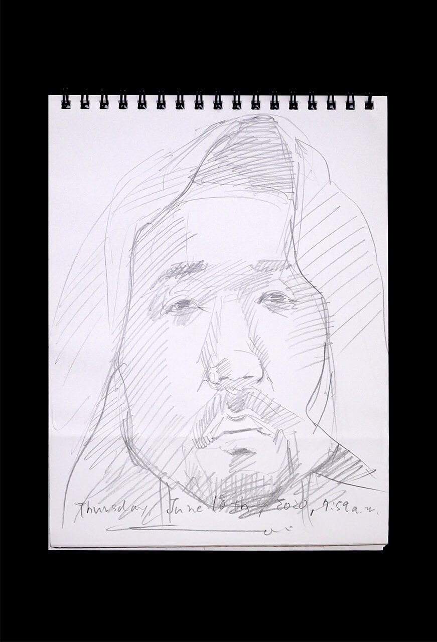 Contemporary artist SHINTAKU Tomoni's 2020/6/18 Self-portrait or pencil drawing