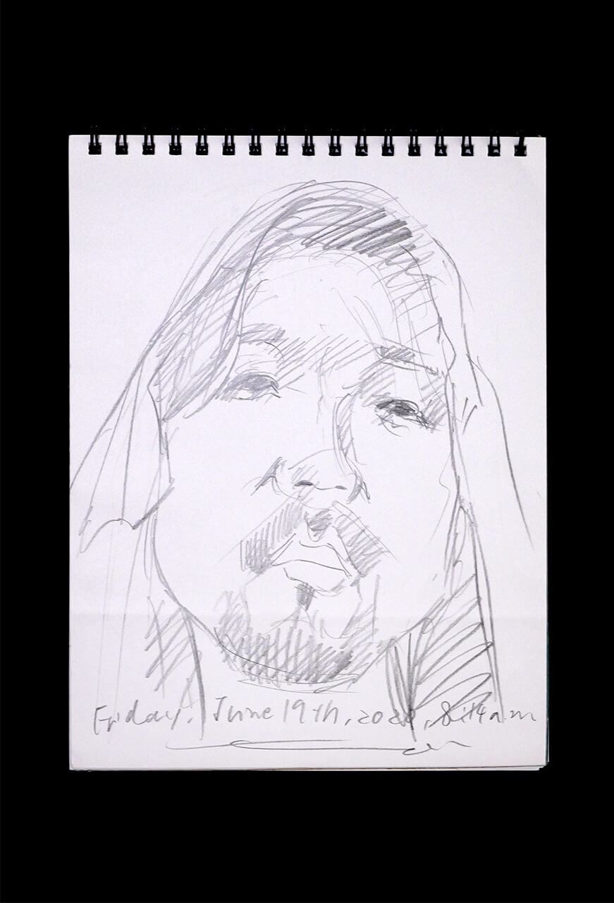 Contemporary artist SHINTAKU Tomoni's 2020/6/19 Self-portrait or pencil drawing