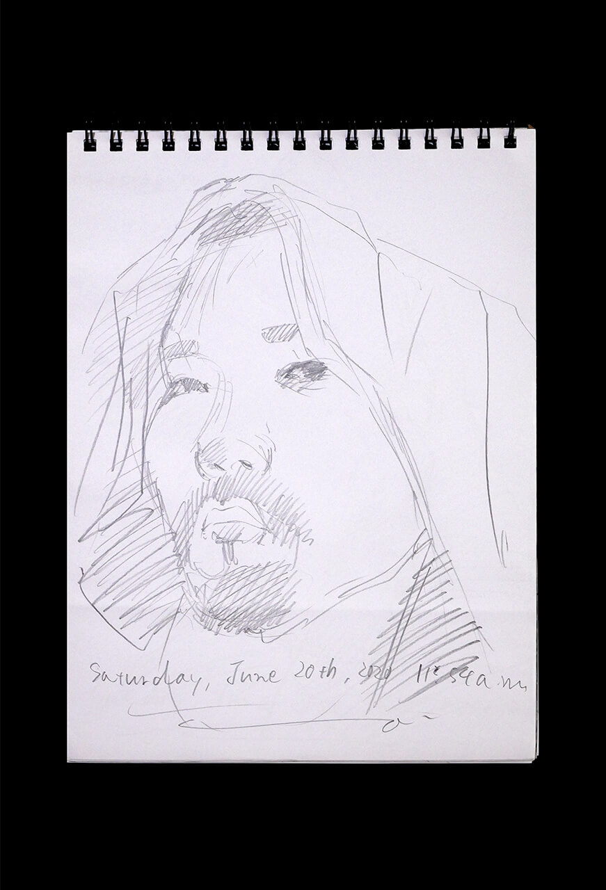Contemporary artist SHINTAKU Tomoni's 2020/6/20 Self-portrait or pencil drawing