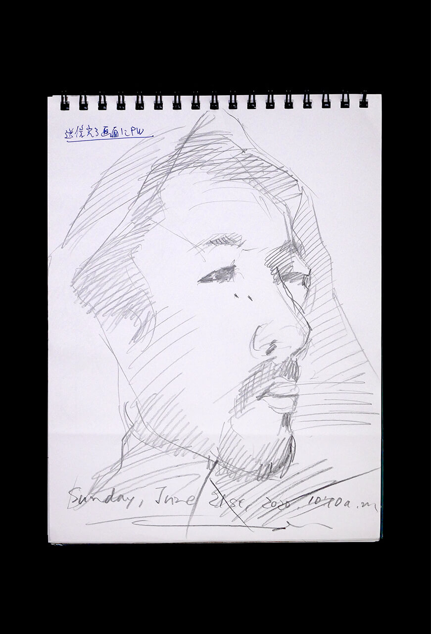 Contemporary artist SHINTAKU Tomoni's 2020/6/21 Self-portrait or pencil drawing