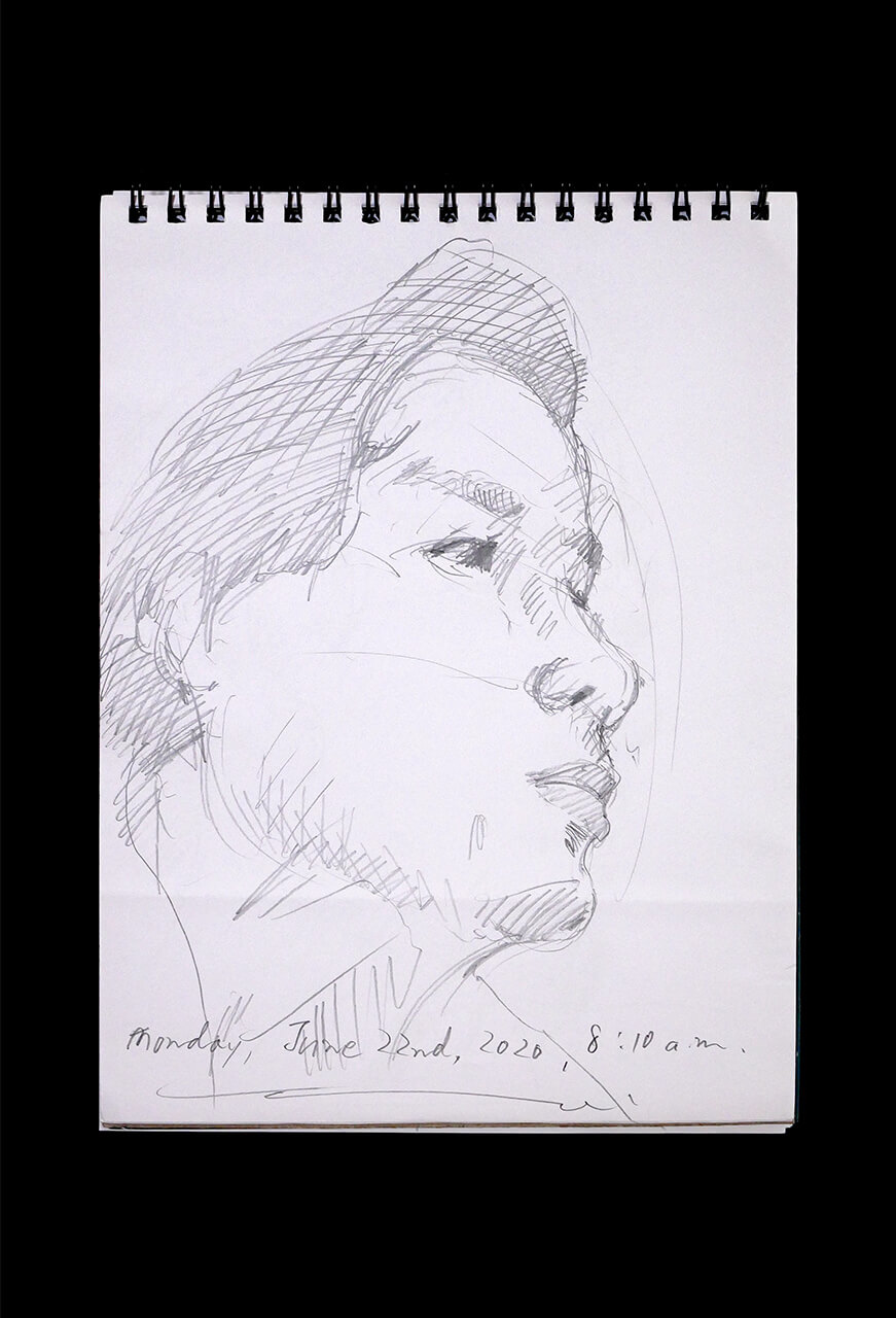 Contemporary artist SHINTAKU Tomoni's 2020/6/22 Self-portrait or pencil drawing