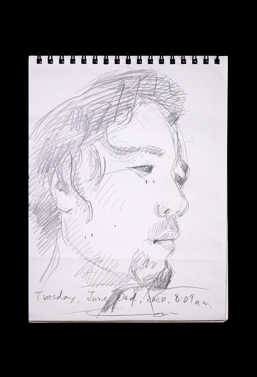 Contemporary artist SHINTAKU Tomoni's 2020/6/23 Self-portrait or pencil drawing
