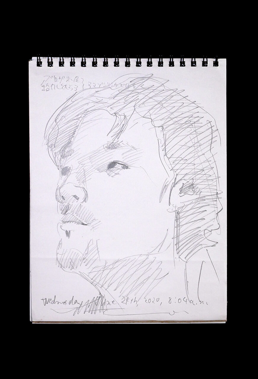 Contemporary artist SHINTAKU Tomoni's 2020/6/24 Self-portrait or pencil drawing