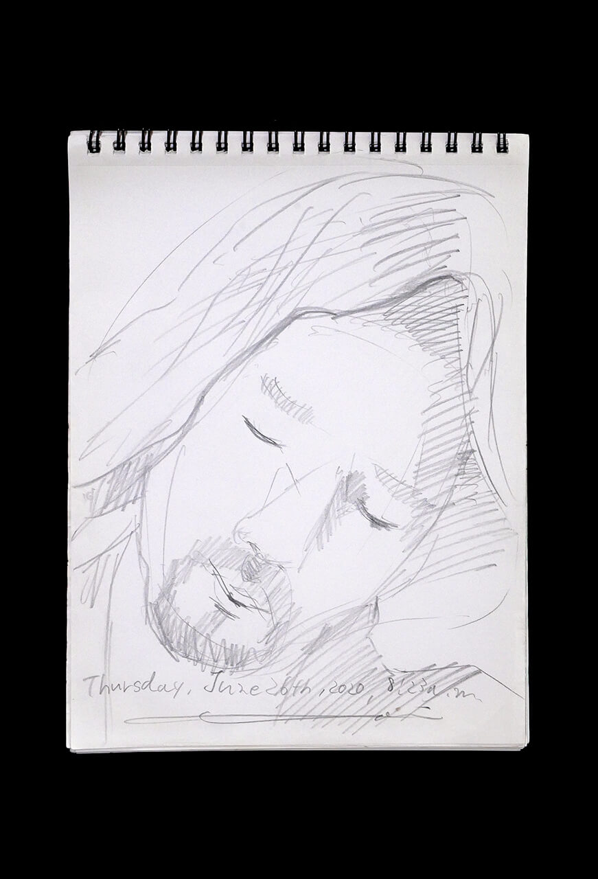 Contemporary artist SHINTAKU Tomoni's 2020/6/26 Self-portrait or pencil drawing