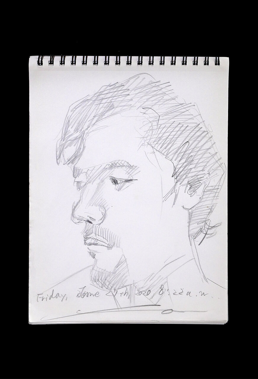 Contemporary artist SHINTAKU Tomoni's 2020/6/27 Self-portrait or pencil drawing
