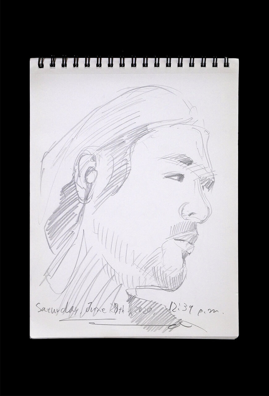 Contemporary artist SHINTAKU Tomoni's 2020/6/28 Self-portrait or pencil drawing