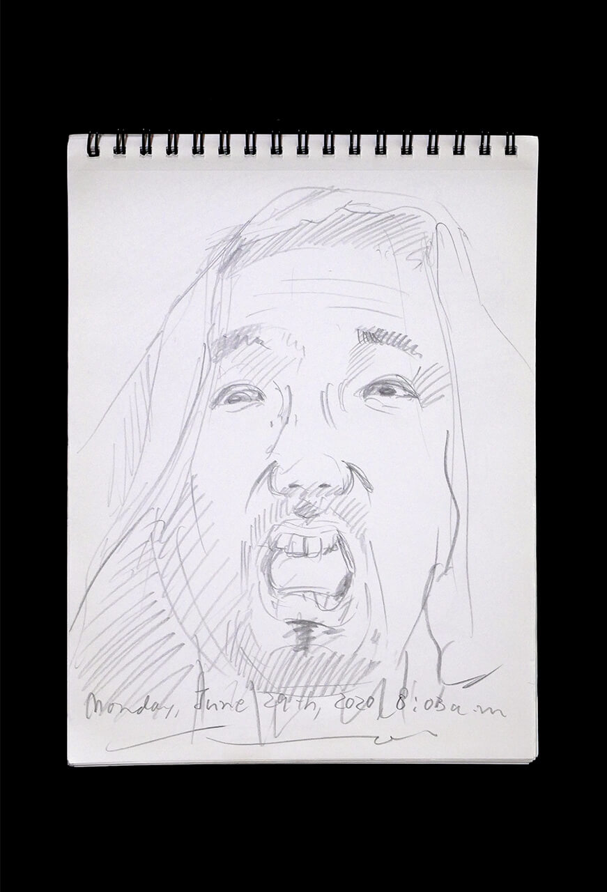 Contemporary artist SHINTAKU Tomoni's 2020/6/29 Self-portrait or pencil drawing