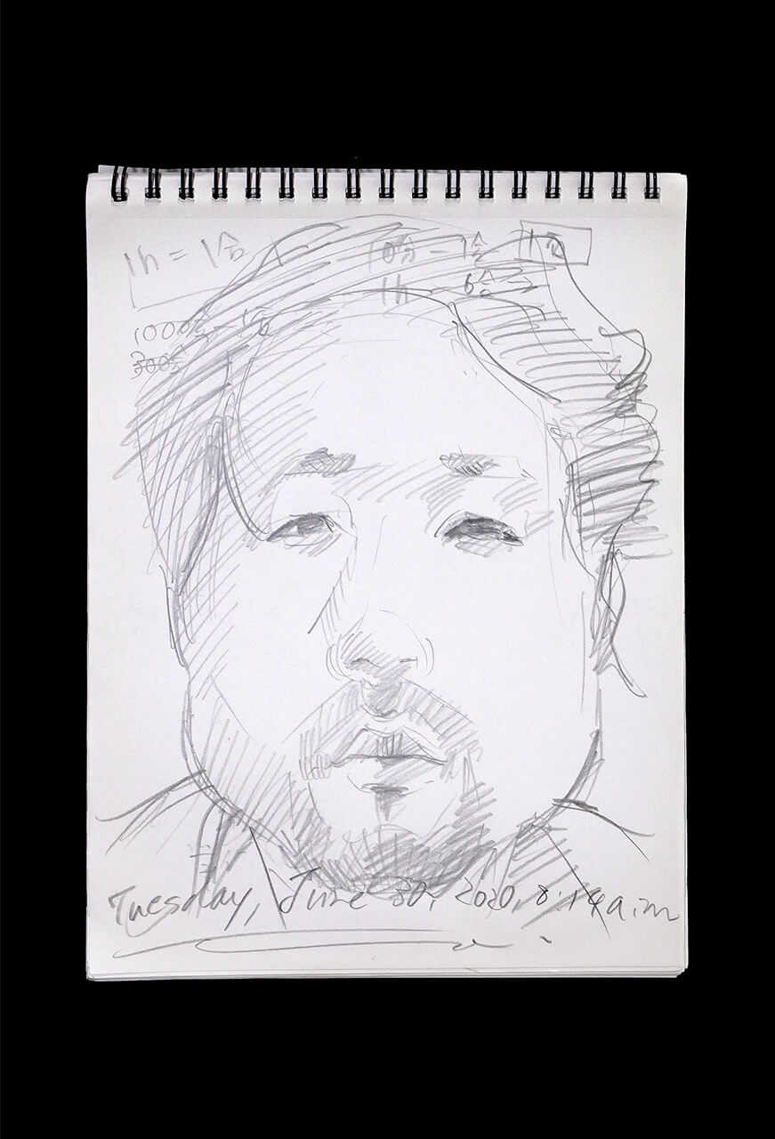 Contemporary artist SHINTAKU Tomoni's 2020/6/30 Self-portrait or pencil drawing