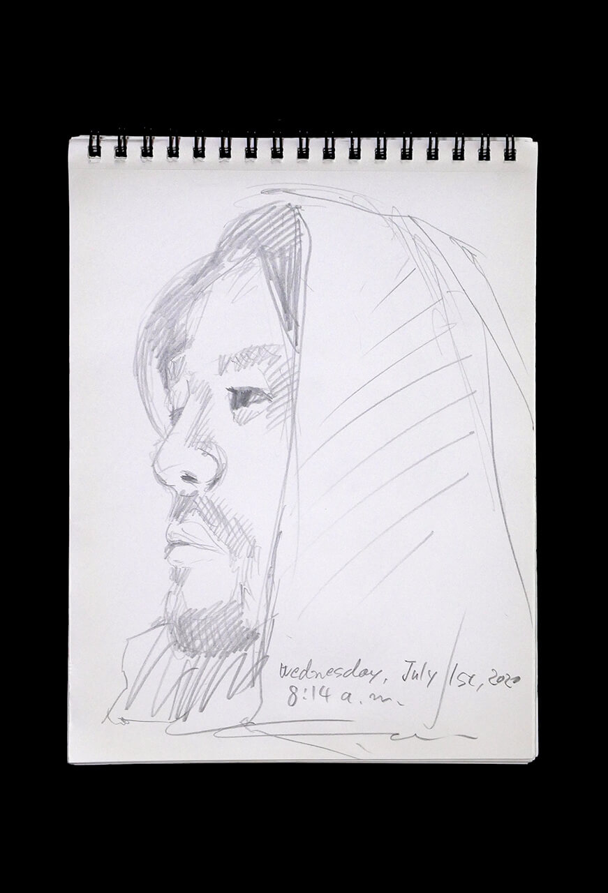 Contemporary artist SHINTAKU Tomoni's 2020/7/1 Self-portrait or pencil drawing