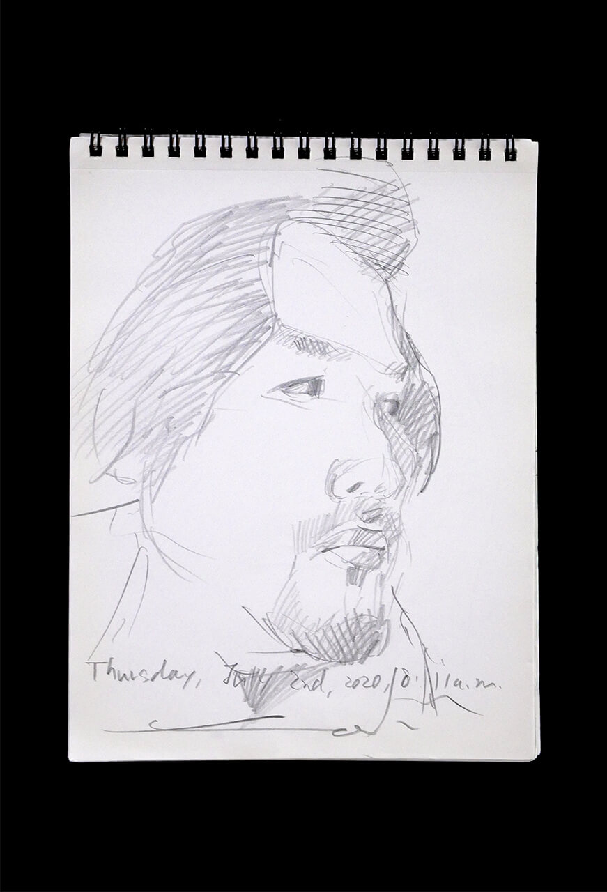 Contemporary artist SHINTAKU Tomoni's 2020/7/2 Self-portrait or pencil drawing