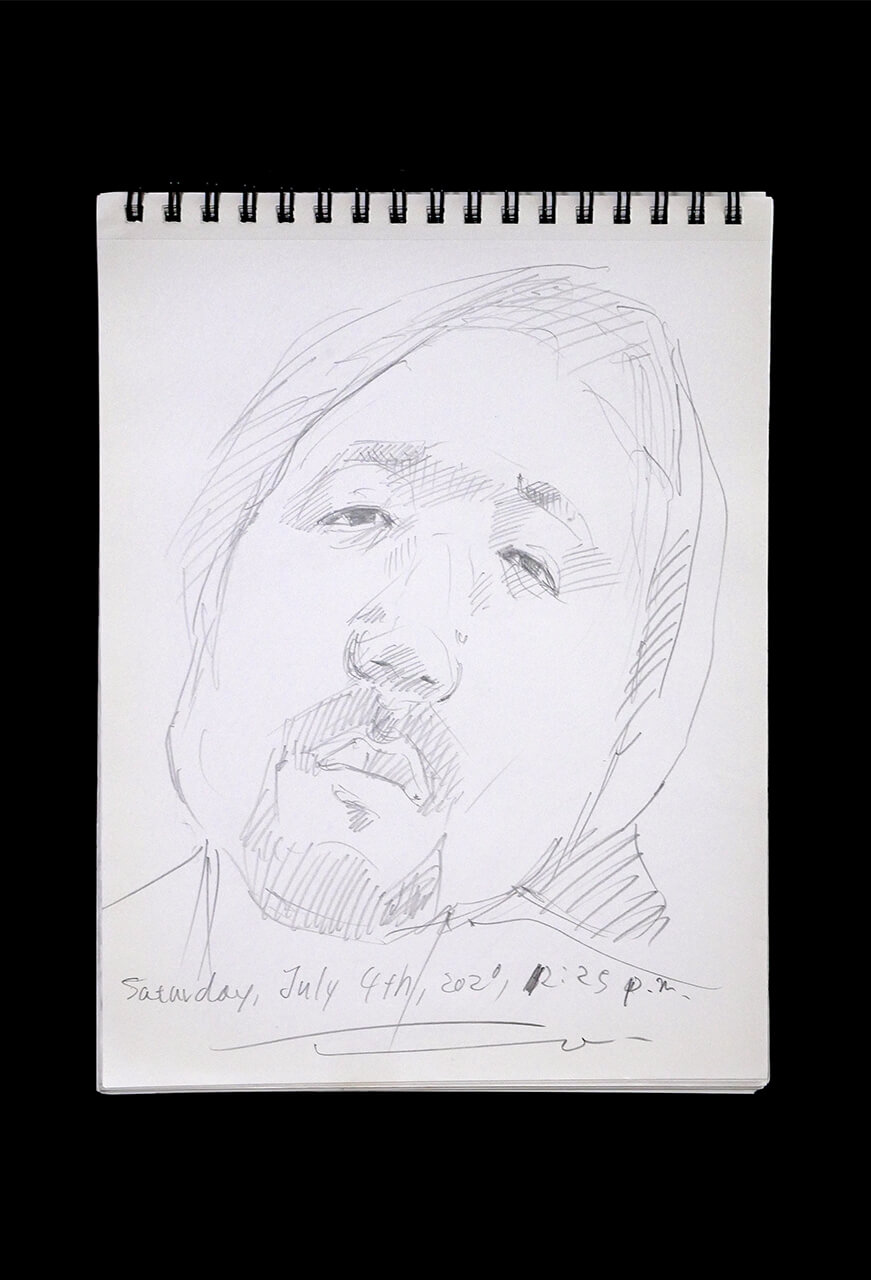 Contemporary artist SHINTAKU Tomoni's 2020/7/4 Self-portrait or pencil drawing