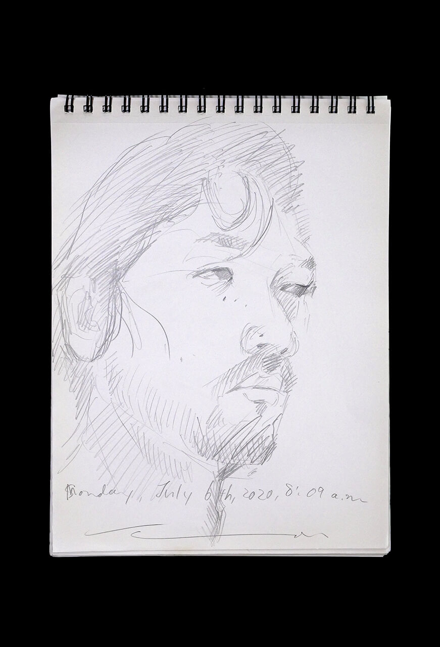 Contemporary artist SHINTAKU Tomoni's 2020/7/6 Self-portrait or pencil drawing