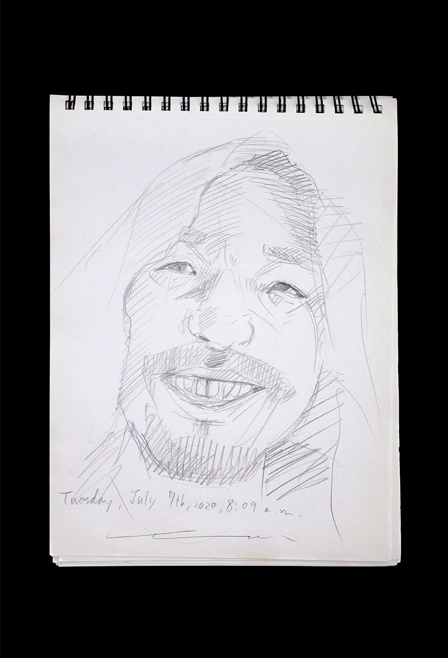 Contemporary artist SHINTAKU Tomoni's 2020/7/7 Self-portrait or pencil drawing