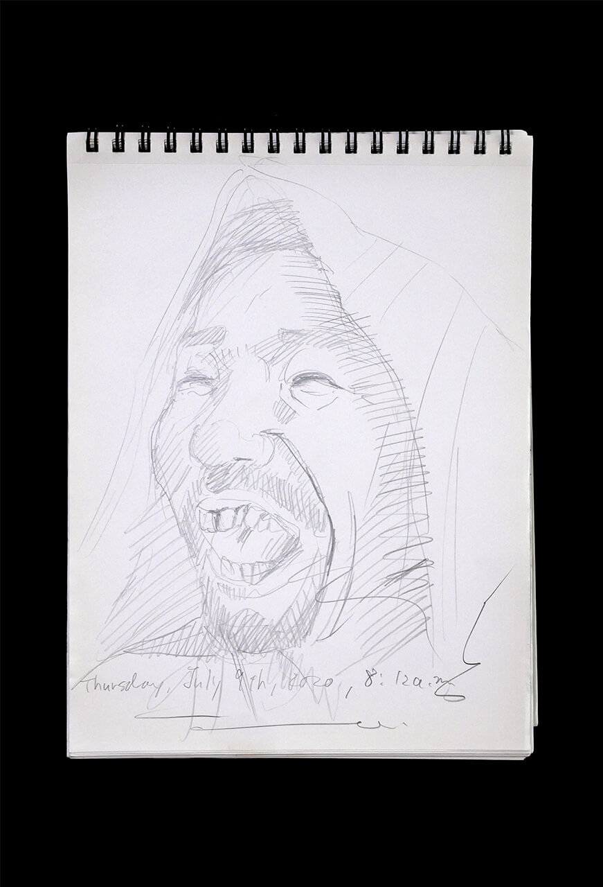 Contemporary artist SHINTAKU Tomoni's 2020/7/9 Self-portrait or pencil drawing