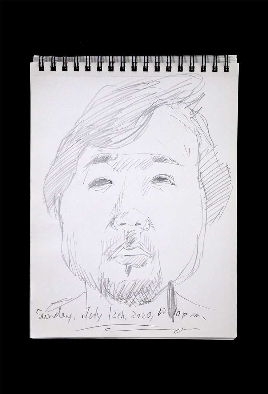 Contemporary artist SHINTAKU Tomoni's 2020/7/12 Self-portrait or pencil drawing