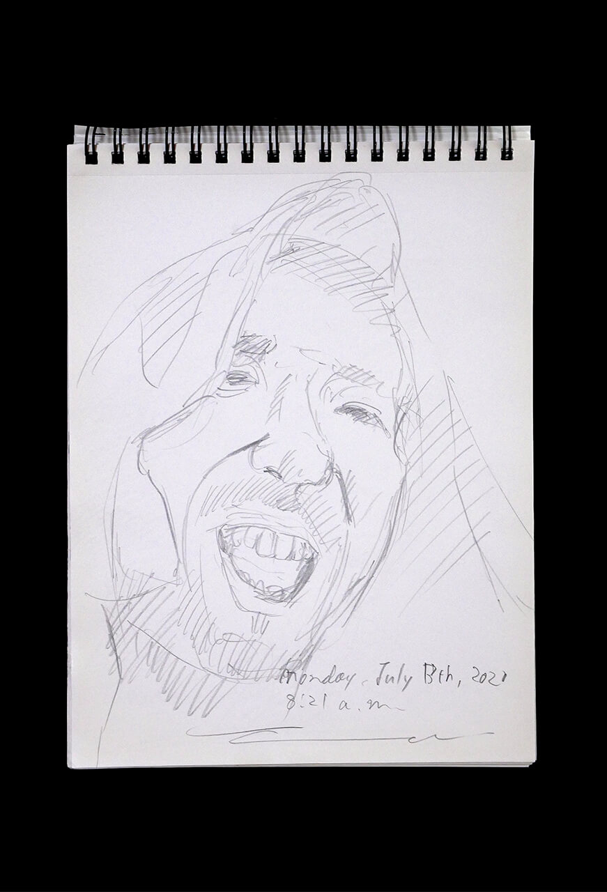 Contemporary artist SHINTAKU Tomoni's 2020/7/13 Self-portrait or pencil drawing