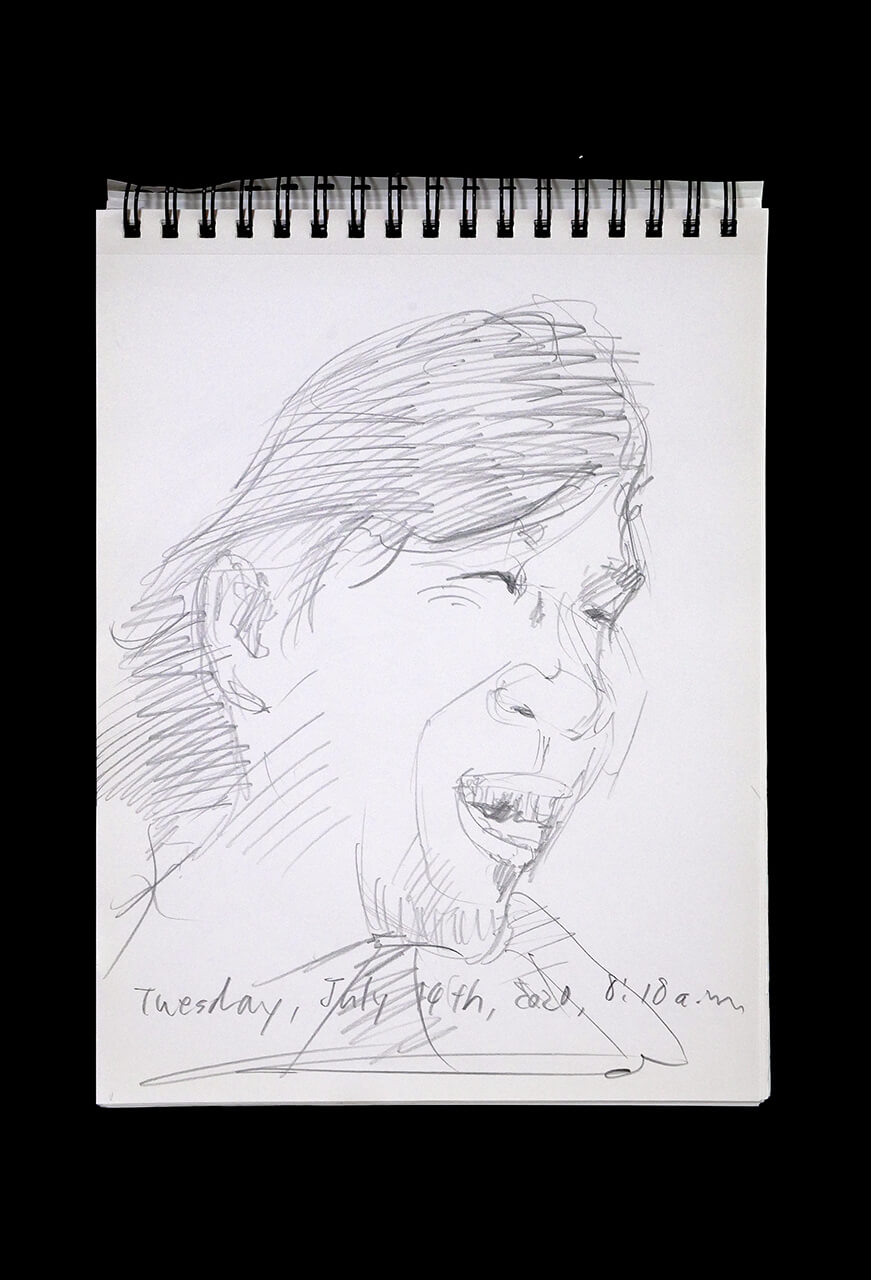 Contemporary artist SHINTAKU Tomoni's 2020/7/14 Self-portrait or pencil drawing