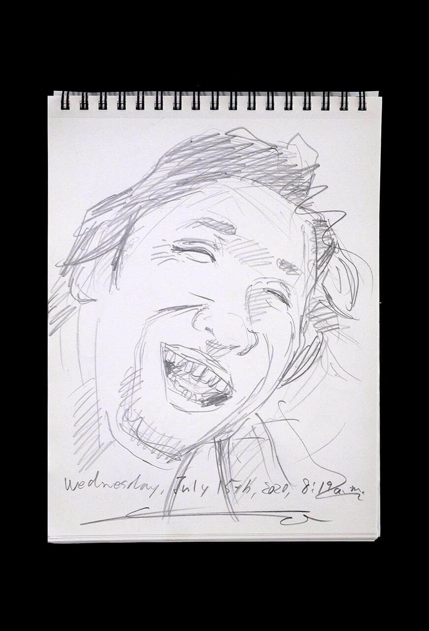 Contemporary artist SHINTAKU Tomoni's 2020/7/15 Self-portrait or pencil drawing