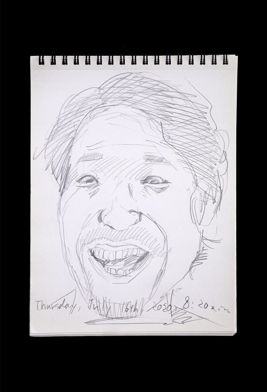Contemporary artist SHINTAKU Tomoni's 2020/7/16 Self-portrait or pencil drawing