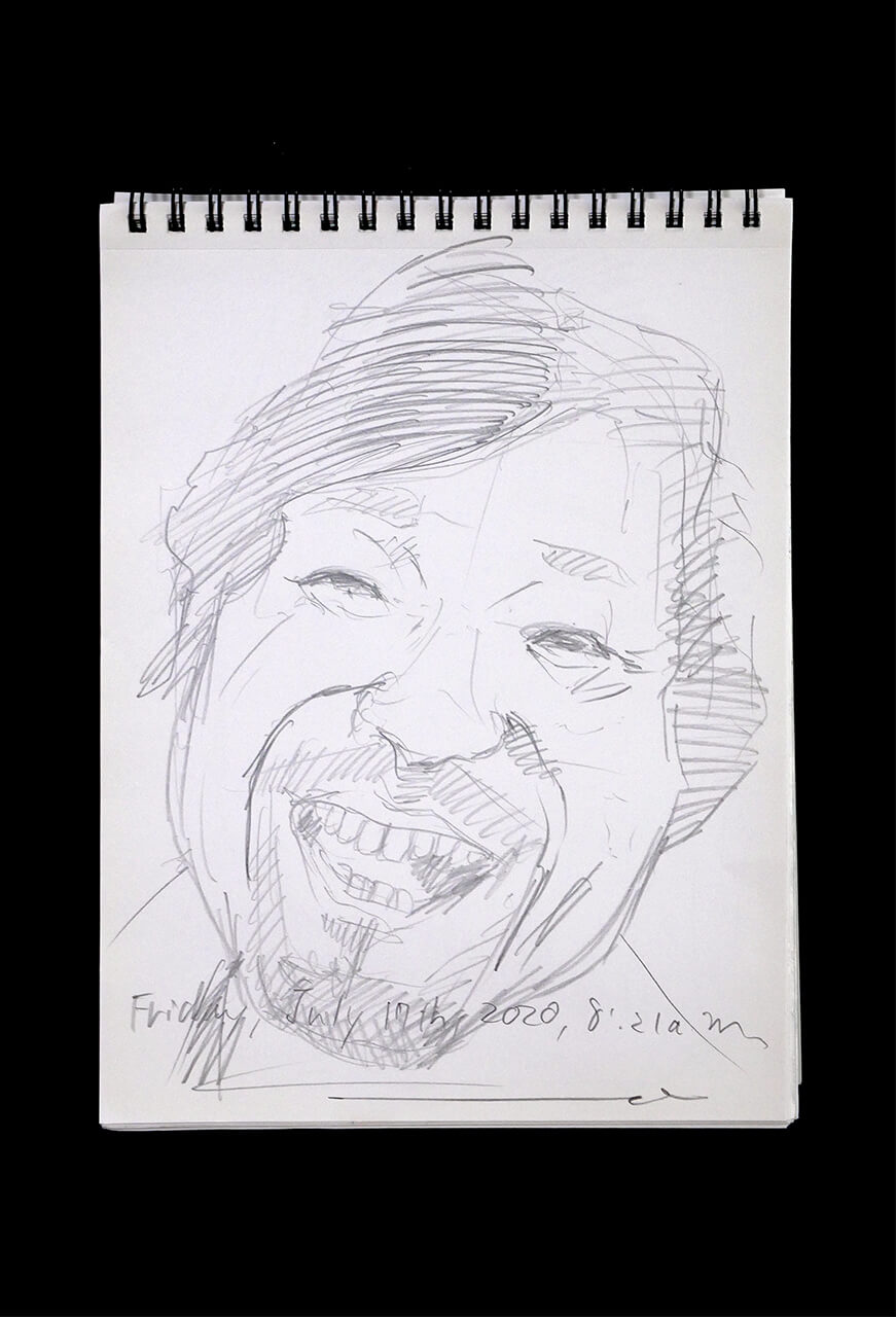 Contemporary artist SHINTAKU Tomoni's 2020/7/17 Self-portrait or pencil drawing