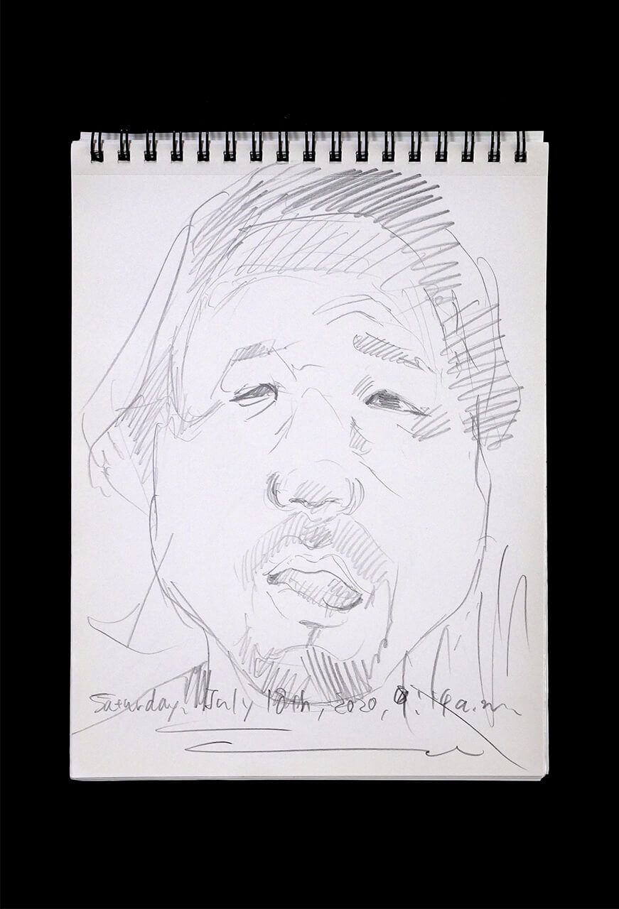 Contemporary artist SHINTAKU Tomoni's 2020/7/18 Self-portrait or pencil drawing