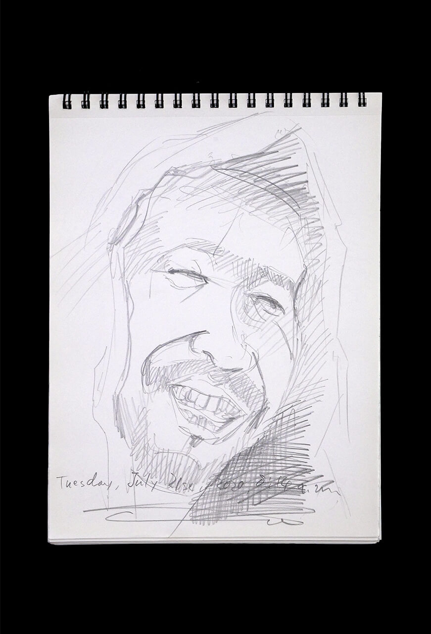 Contemporary artist SHINTAKU Tomoni's 2020/7/21 Self-portrait or pencil drawing