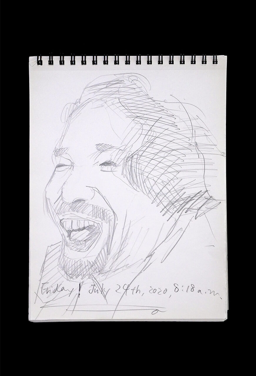 Contemporary artist SHINTAKU Tomoni's 2020/7/24 Self-portrait or pencil drawing
