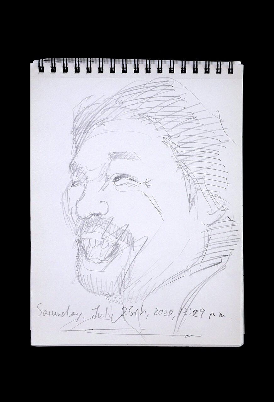 Contemporary artist SHINTAKU Tomoni's 2020/7/25 Self-portrait or pencil drawing