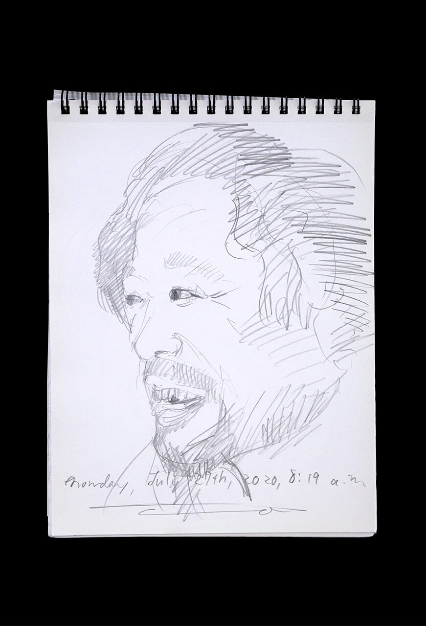 Contemporary artist SHINTAKU Tomoni's 2020/7/27 Self-portrait or pencil drawing
