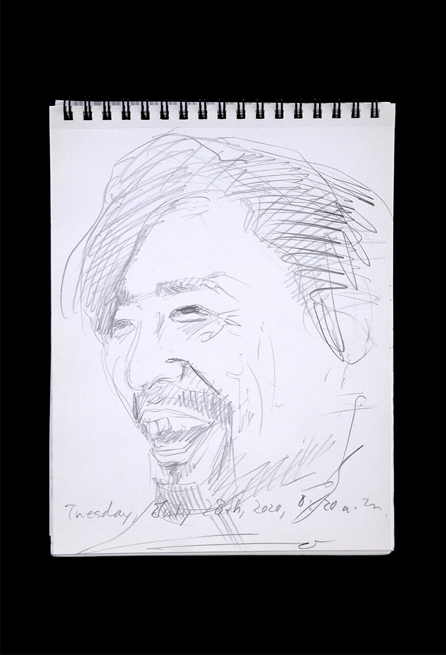 Contemporary artist SHINTAKU Tomoni's 2020/7/28 Self-portrait or pencil drawing
