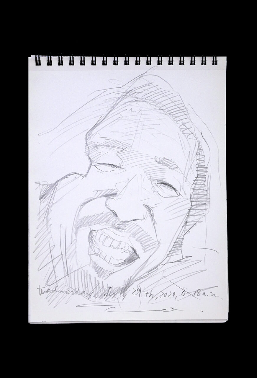 Contemporary artist SHINTAKU Tomoni's 2020/7/29 Self-portrait or pencil drawing