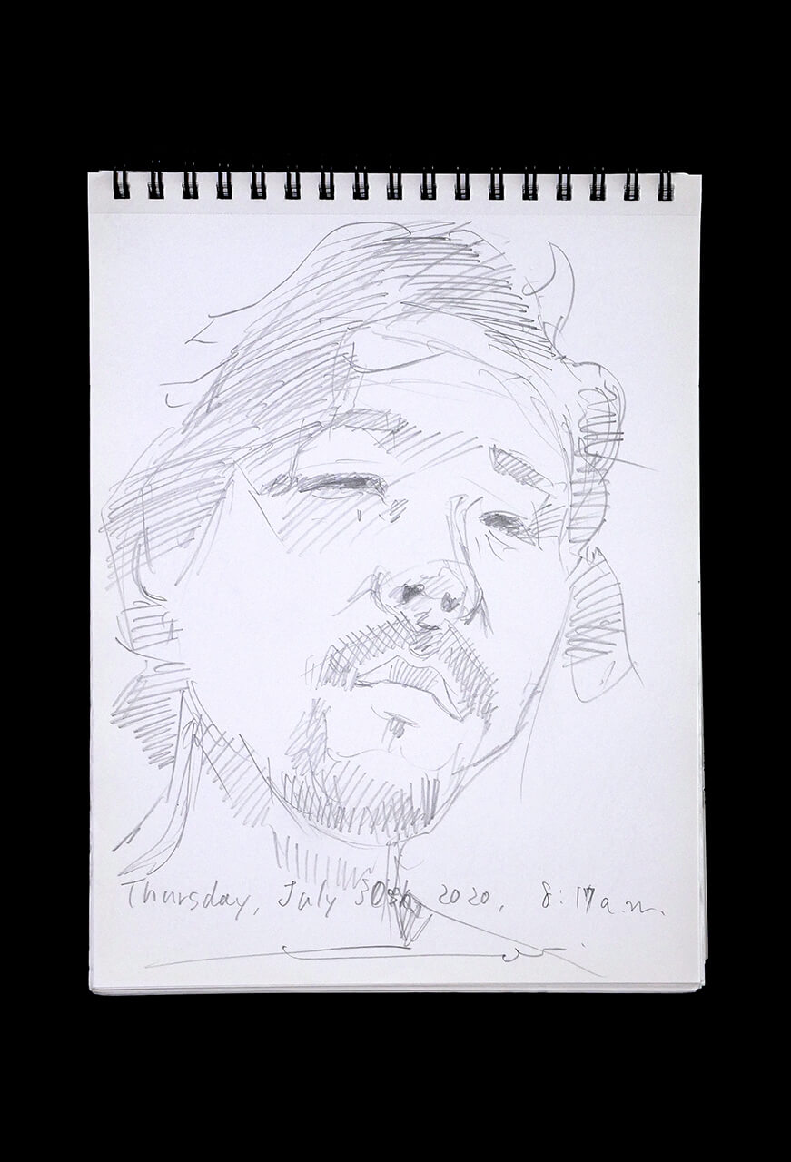 Contemporary artist SHINTAKU Tomoni's 2020/7/30 Self-portrait or pencil drawing