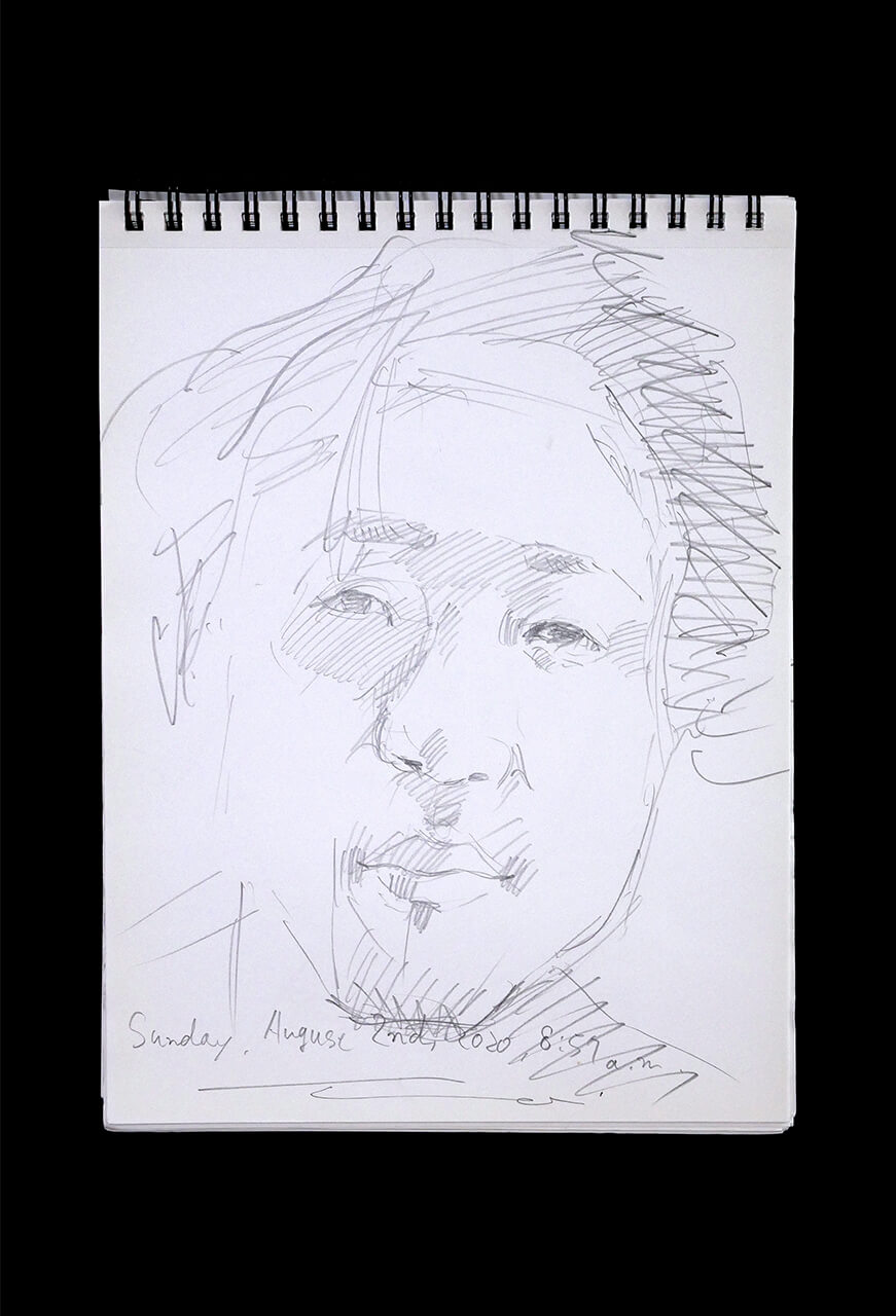 Contemporary artist SHINTAKU Tomoni's 2020/8/2 Self-portrait or pencil drawing