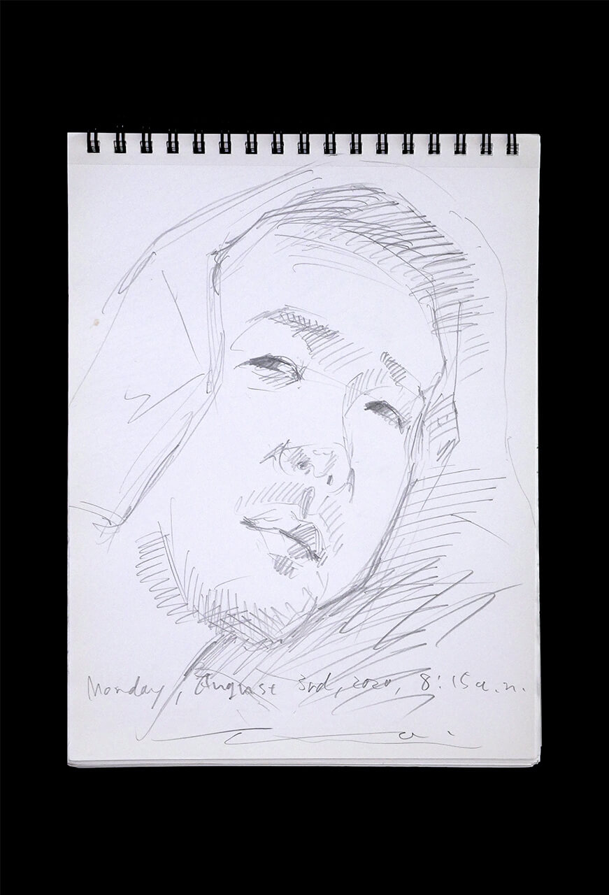 Contemporary artist SHINTAKU Tomoni's 2020/8/3 Self-portrait or pencil drawing