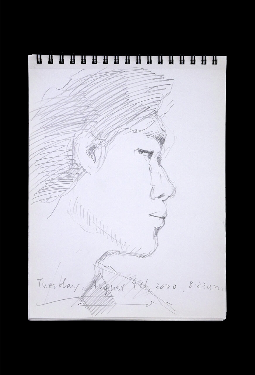 Contemporary artist SHINTAKU Tomoni's 2020/8/4 Self-portrait or pencil drawing
